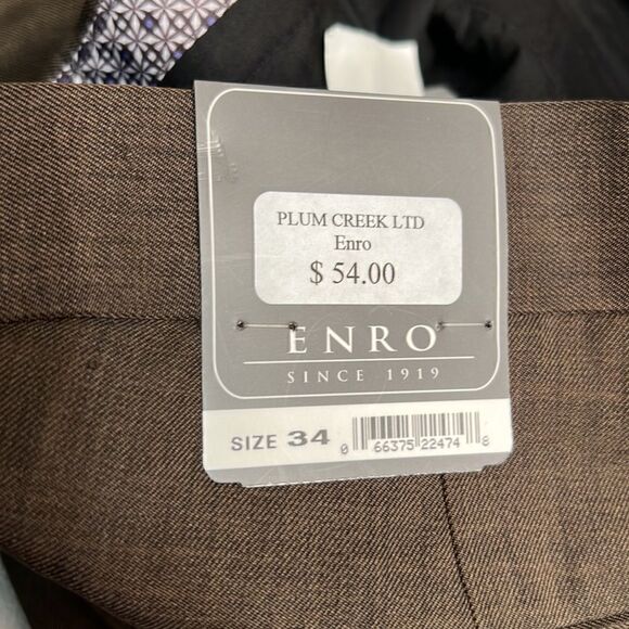 Enro Dark Brown Men’s Dress Slack Pants Formal Suit Khaki Office Casual Work NWT - Picture 2 of 11